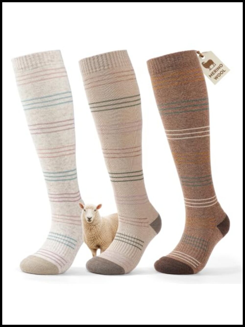 Merino Wool Compression Knee-High Socks 15-20 mmHg 3-Pack